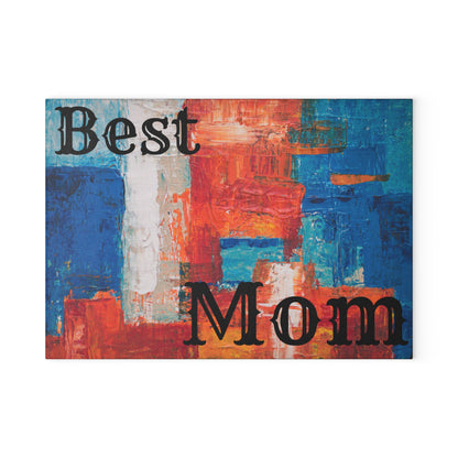 Best Mom Abstract Painting Glass Cutting Board
