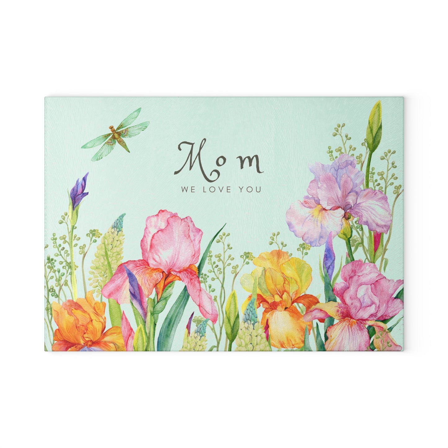 Mother's Day Bouquet Glass Cutting Board — Garden Flowers Kitchen Gift