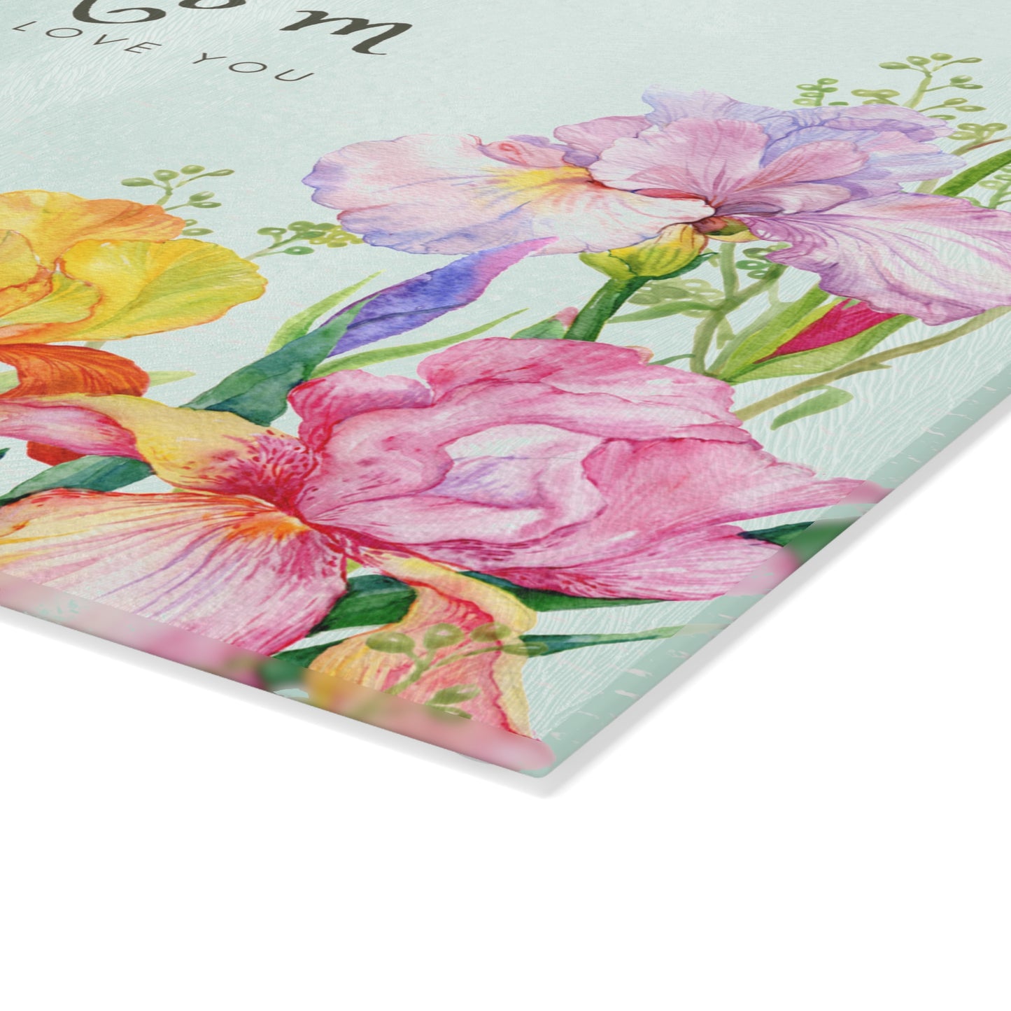 Mother's Day Bouquet Glass Cutting Board — Garden Flowers Kitchen Gift
