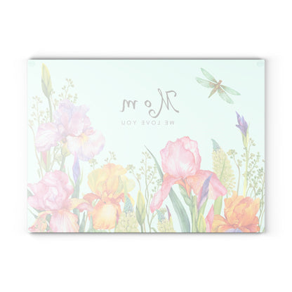 Mother's Day Bouquet Glass Cutting Board — Garden Flowers Kitchen Gift
