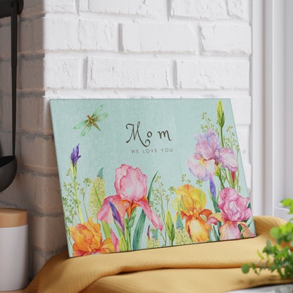 Mother's Day Bouquet Glass Cutting Board — Garden Flowers Kitchen Gift