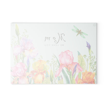 Mother's Day Bouquet Glass Cutting Board — Garden Flowers Kitchen Gift