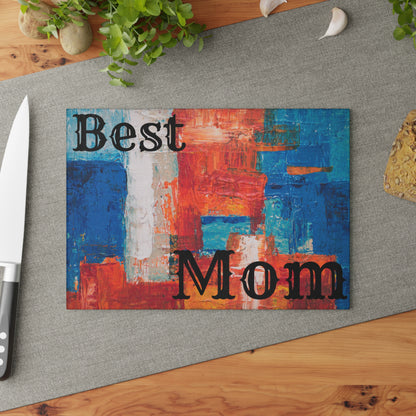 Best Mom Abstract Painting Glass Cutting Board