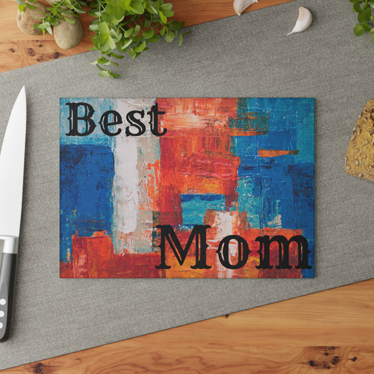 Best Mom Abstract Painting Glass Cutting Board