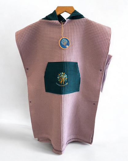 Organic Cotton Waffle Weave Hooded Poncho